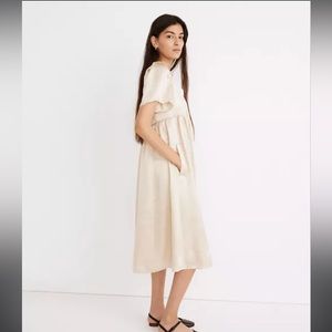 Madewell flutter sleeve gold midi dress